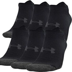 Under Armour Socks 6 Pairs Men US 13-16 XL Black Performance Tech No Show NWT UA